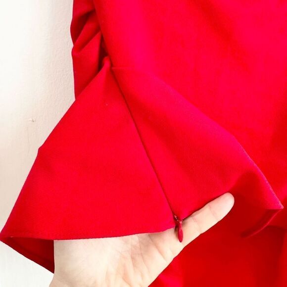 Zara Off Shoulder One Sleeve Red Blouse Top XS - Picture 4 of 6
